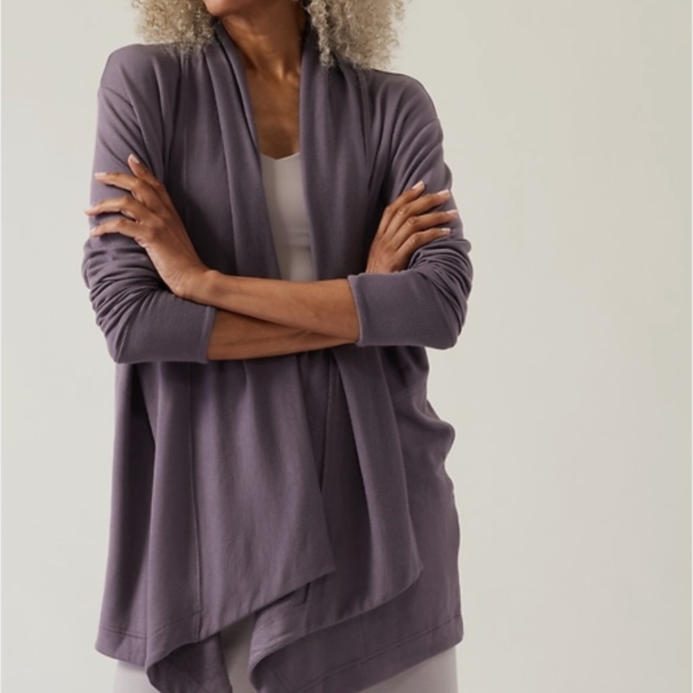 ATHLETA DUSK VIOLET POCKETS NIRVANA PRANAYAMA RESTORE WRAP: Sz XS